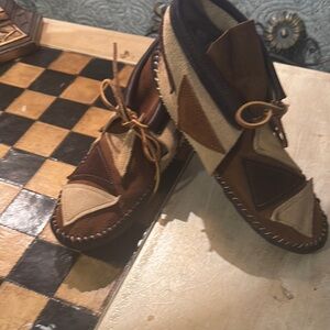 Brown and Tan Moccasins with Suede Finish